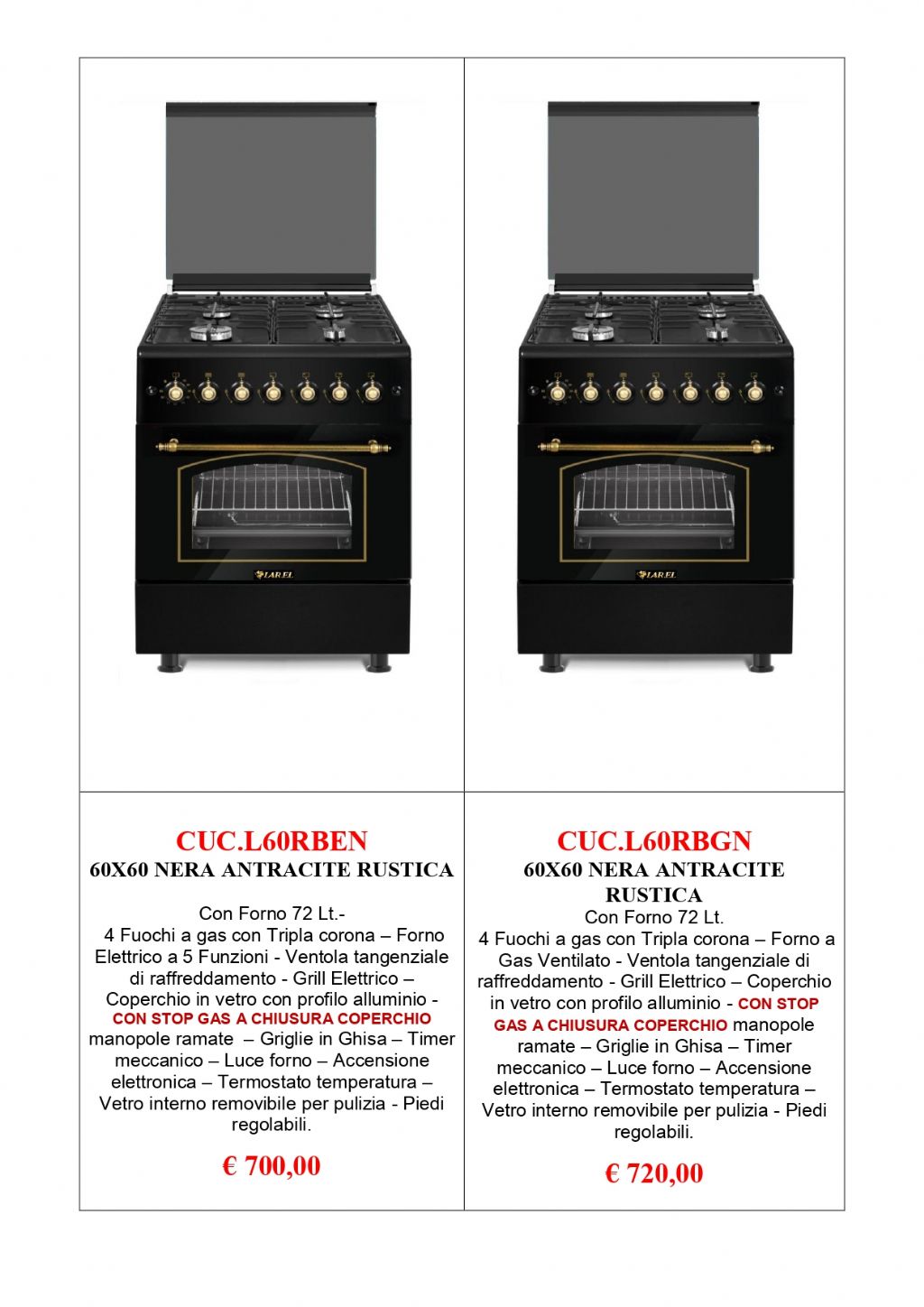 CUCINA LAREL L60RBEN/L60RBGN NERO VITAGE